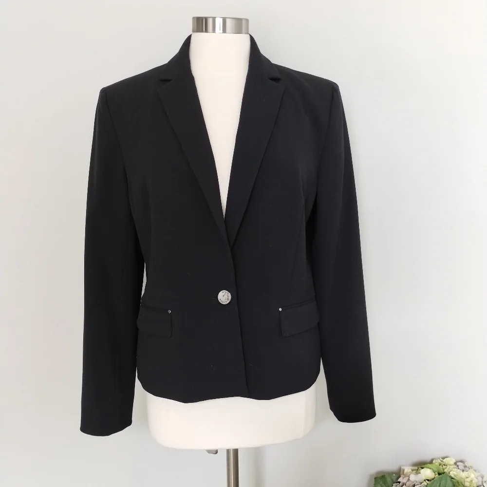 Anne Klein Blazer 14 Black One Button